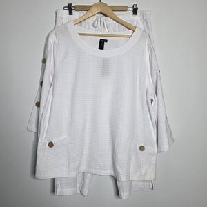 Focus Casual Life NEW White pant and top set Wide leg cropped pant and Tunic top